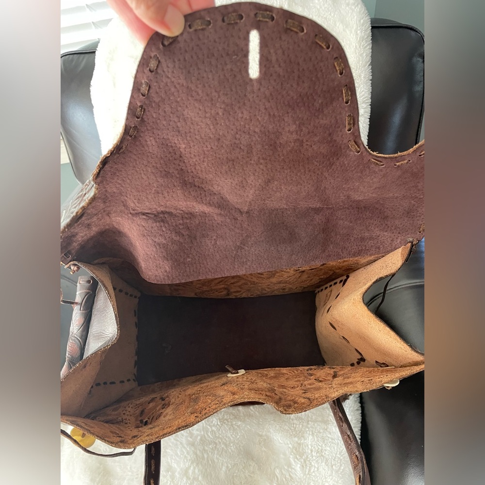 One of a kind handmade leather tote bag from Mexico - Picture 6 of 6